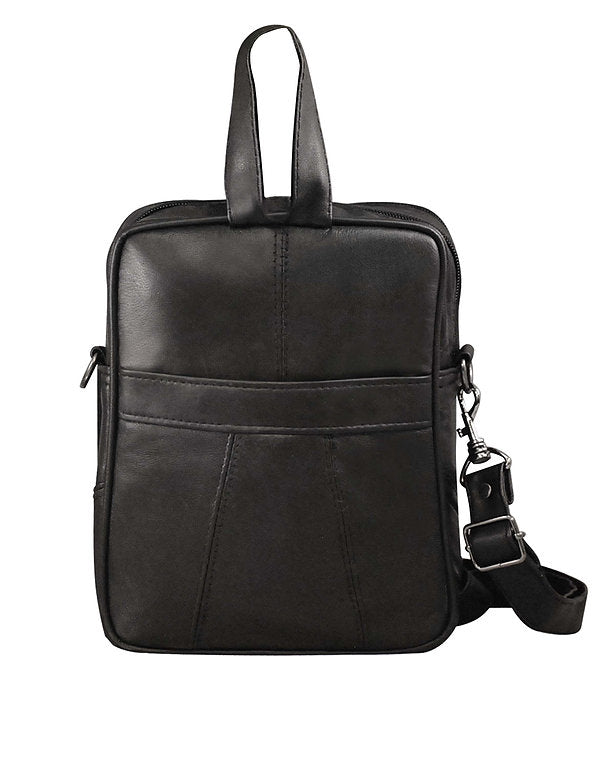 Black Crossbody Leather Backpack